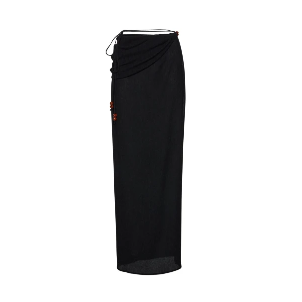 Magda Butrym Draped wrap maxi skirt with beads in black