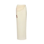 Magda Butrym Draped wrap maxi skirt with beads in cream