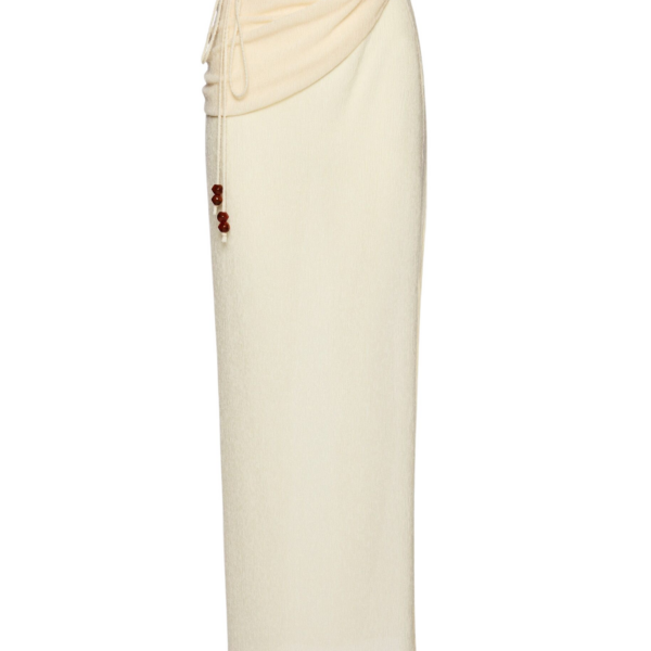 Magda Butrym Draped wrap maxi skirt with beads in cream