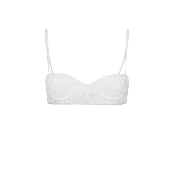 Magda Butrym Embroidered cotton lace bra in white