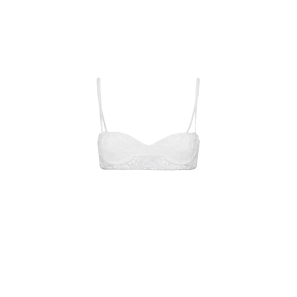 Magda Butrym Embroidered cotton lace bra in white