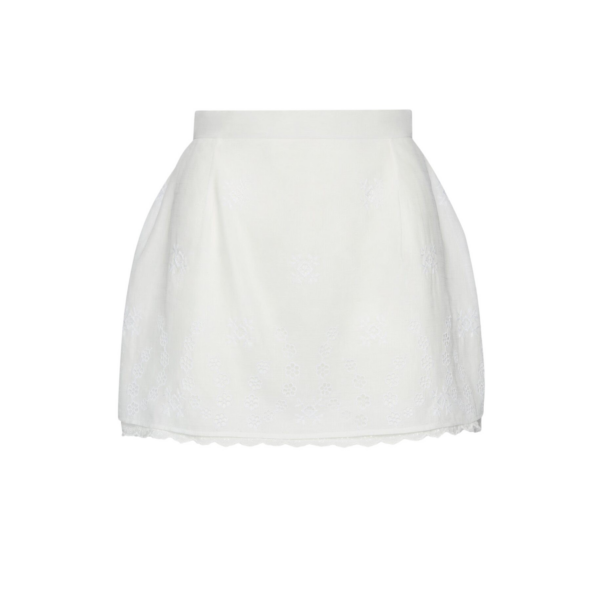 Magda Butrym Embroidered cotton-linen mini skirt in white