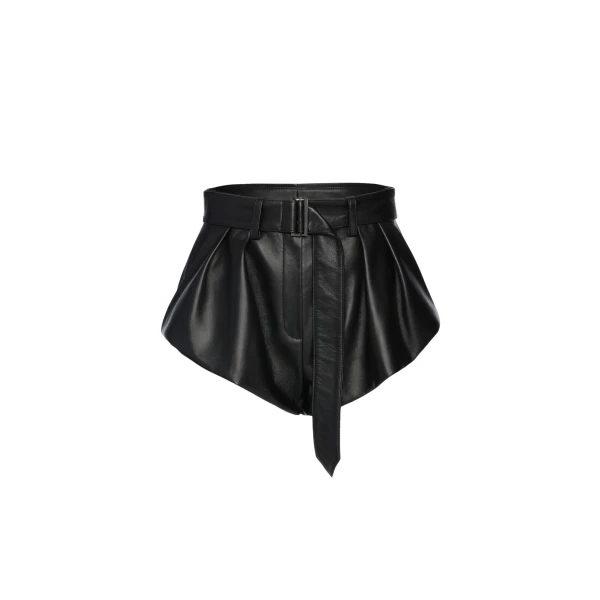 Magda Butrym Flared leather shorts in black