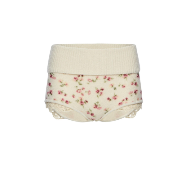 Magda Butrym Floral shorts with lace trim in cream