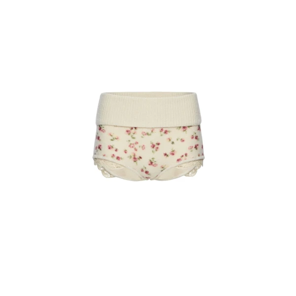 Magda Butrym Floral shorts with lace trim in cream