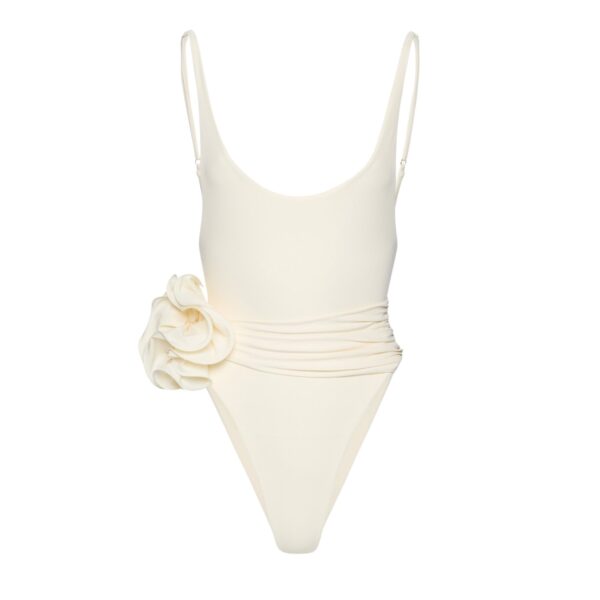 Magda Butrym Flower scoop neck swimsuit in cream