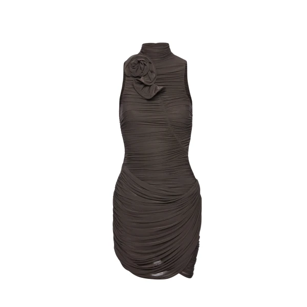 Magda Butrym High-neck draped mini dress in brown
