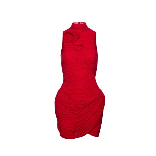 Magda Butrym High-neck draped mini dress in red