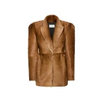 Magda Butrym Hourglass fur-effect blazer in light brown