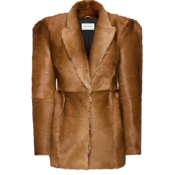 Magda Butrym Hourglass fur-effect blazer in light brown