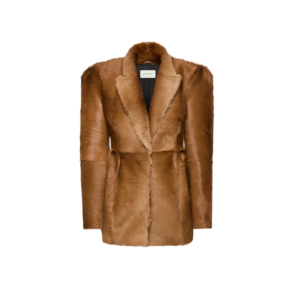 Magda Butrym Hourglass fur-effect blazer in light brown