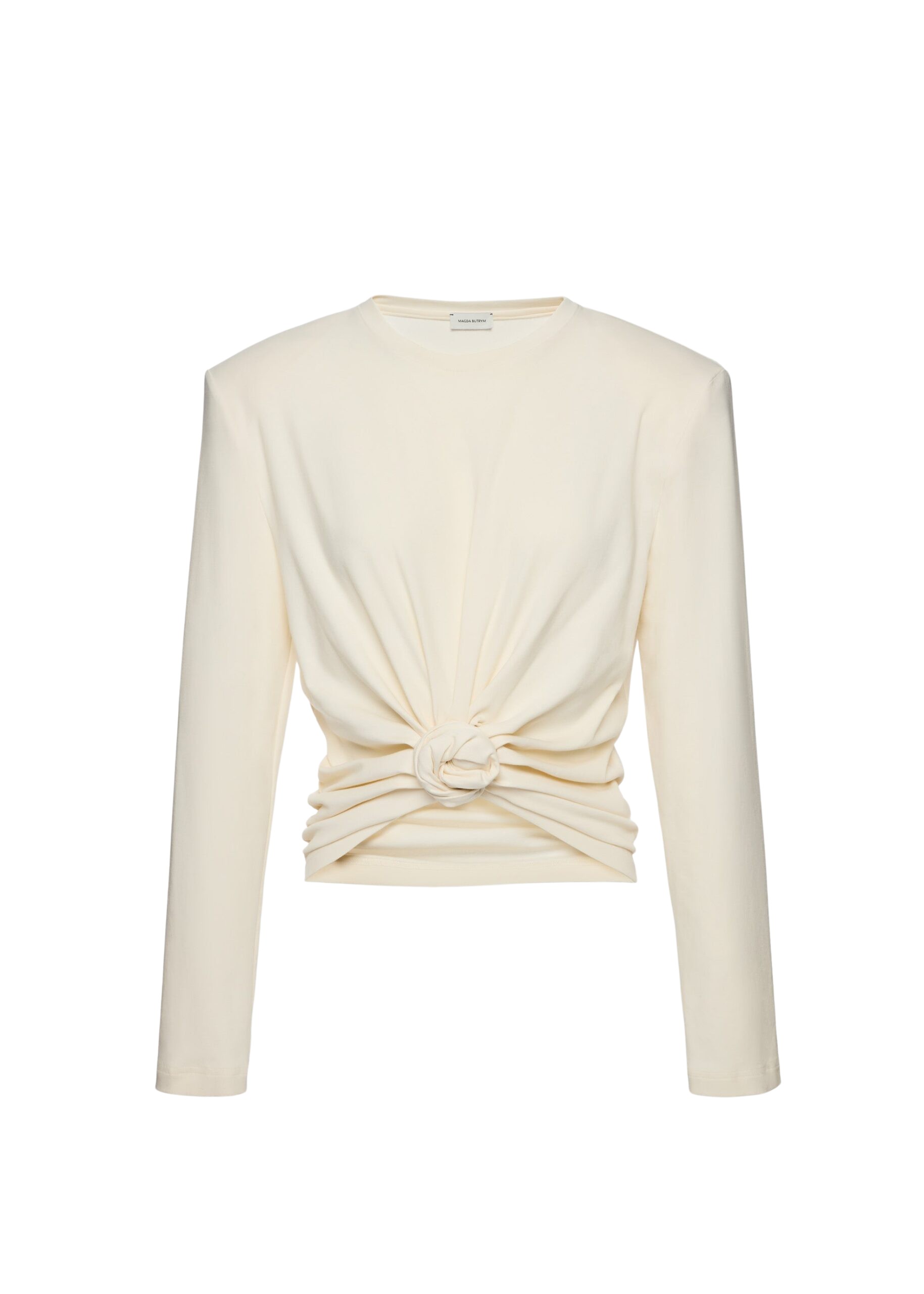 Magda Butrym Knotted longsleeve jersey blouse in cream