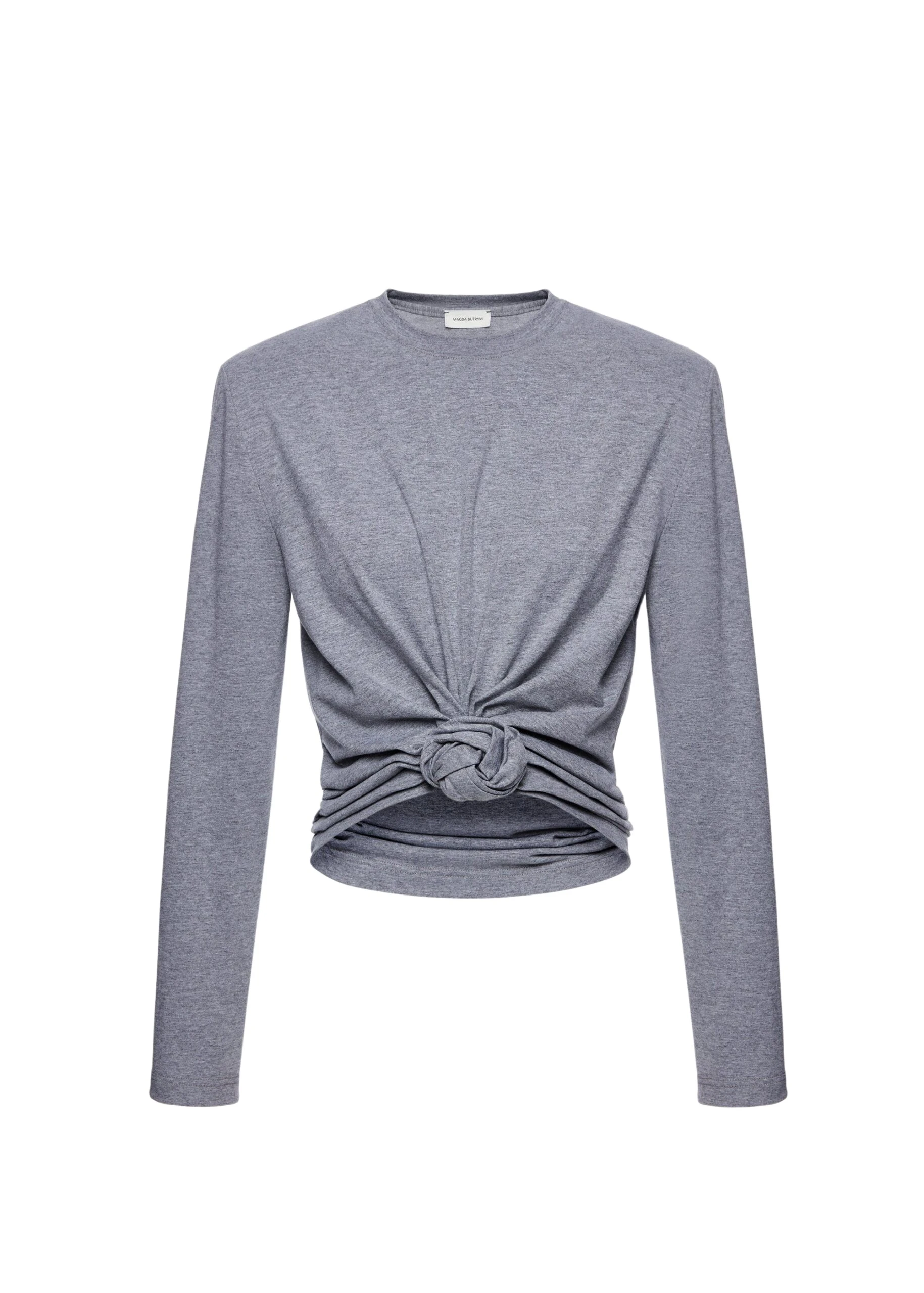 Magda Butrym Knotted longsleeve jersey blouse in grey