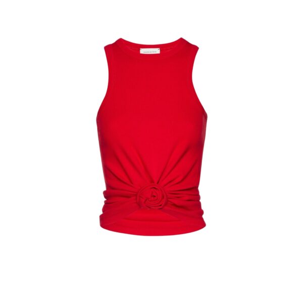Magda Butrym Knotted ribbed tank top in red