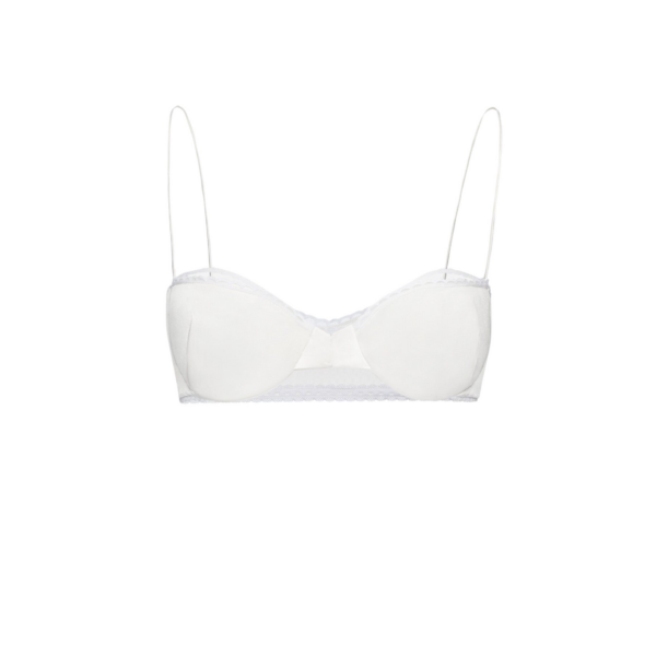 Magda Butrym Lace-trim silk bra in white