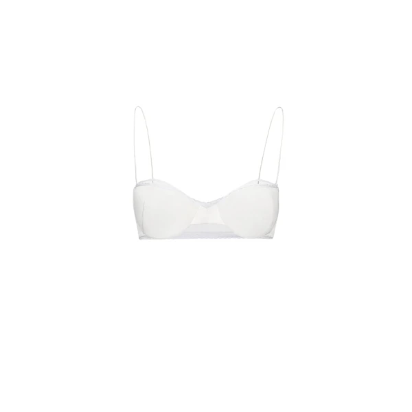 Magda Butrym Lace-trim silk bra in white