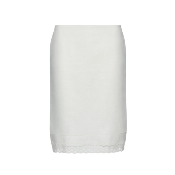 Magda Butrym Layered pencil skirt with lace trim in white