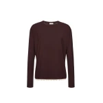 Magda Butrym Long-sleeve blouse with crochet hem in brown