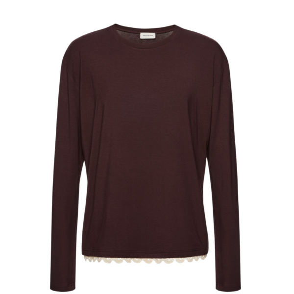 Magda Butrym Long-sleeve blouse with crochet hem in brown