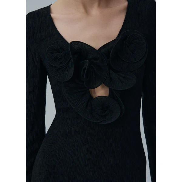 Magda Butrym Long sleeve crepe beach maxi dress in black, view 4