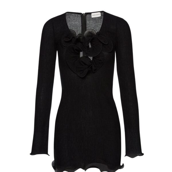Magda Butrym Long sleeve crepe beach mini dress in black