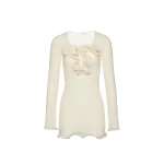 Magda Butrym Long sleeve crepe beach mini dress in cream