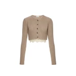 Magda Butrym Long-sleeve crochet-trim cropped cardigan in beige