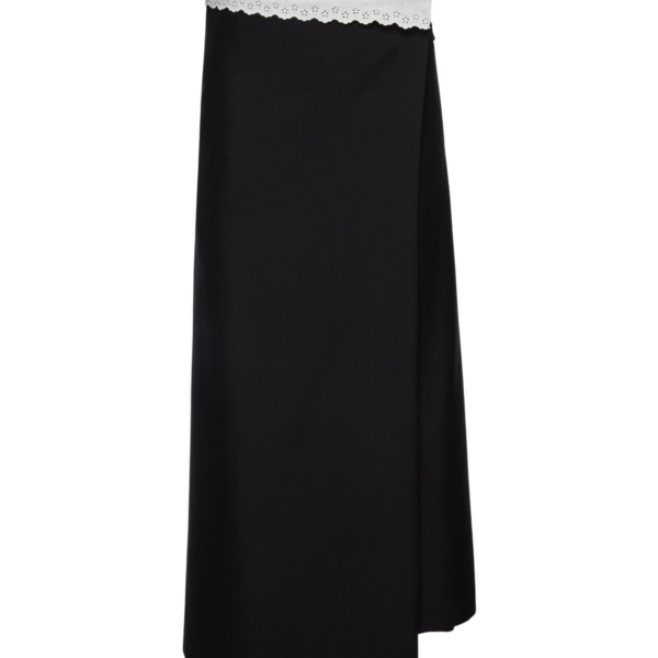 Magda Butrym Long wrap skirt with lace trim in black
