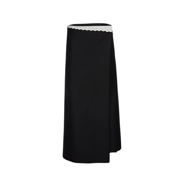 Magda Butrym Long wrap skirt with lace trim in black