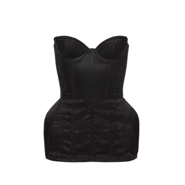 Magda Butrym Longline silk corset top in black satin