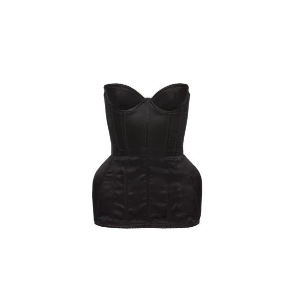 Magda Butrym Longline silk corset top in black satin
