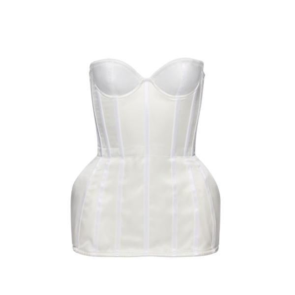 Magda Butrym Longline silk corset top in white satin