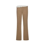 Magda Butrym Low-rise wool trousers with lace waistband in beige