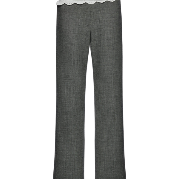 Magda Butrym Low-rise wool trousers with lace waistband in grey