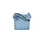Magda Butrym Mini denim skirt with hand-twisted flower detail in light blue
