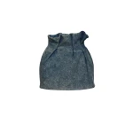 Magda Butrym Mini denim skirt with ruffled waist in vintage blue