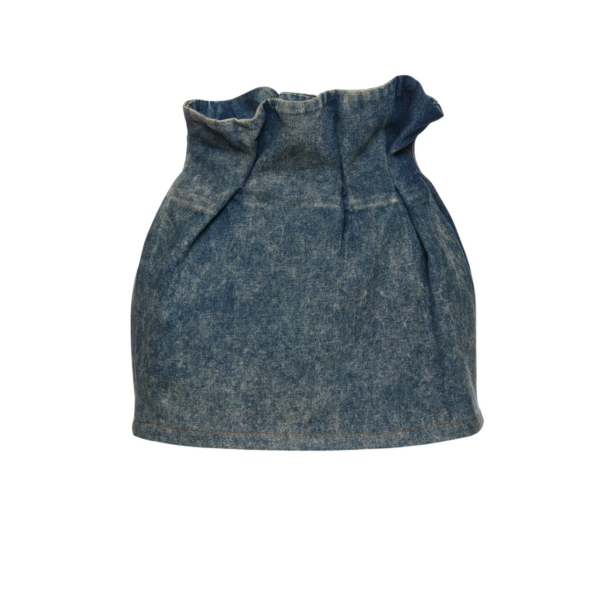 Magda Butrym Mini denim skirt with ruffled waist in vintage blue