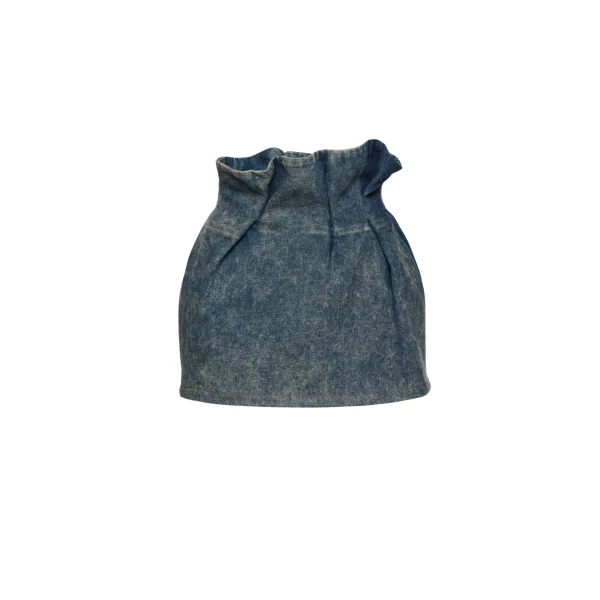 Magda Butrym Mini denim skirt with ruffled waist in vintage blue