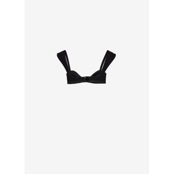 Magda Butrym Retro bustier swim top in black, view 2