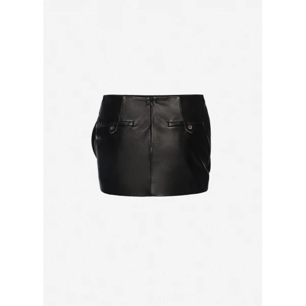 Magda Butrym Rose-detail leather mini skirt in black, view 2