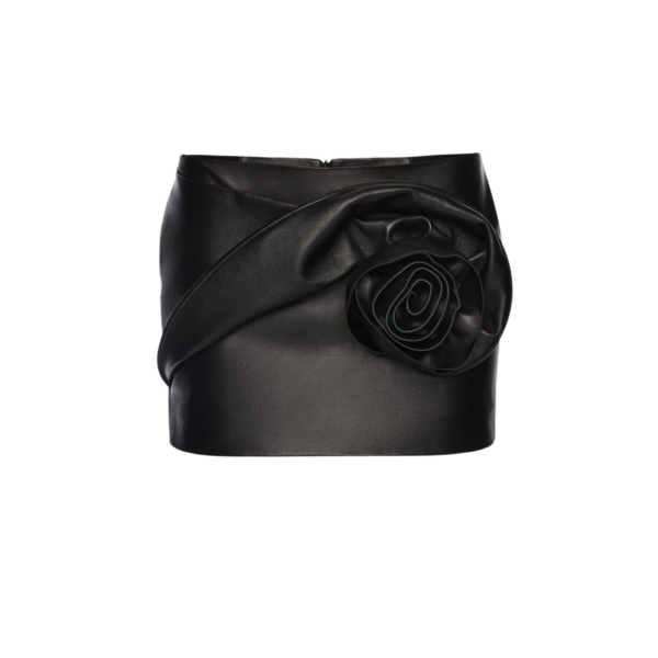 Magda Butrym Rose-detail leather mini skirt in black
