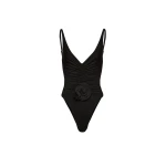 Magda Butrym Ruched flower swimsuit in black