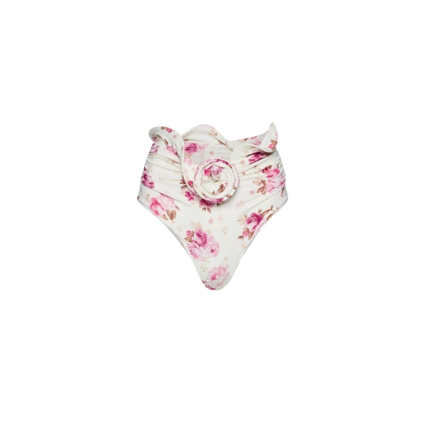 Magda Butrym Sculpted waist swim bottom in cream floral print