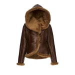 Magda Butrym Shearling hooded jacket in dark brown