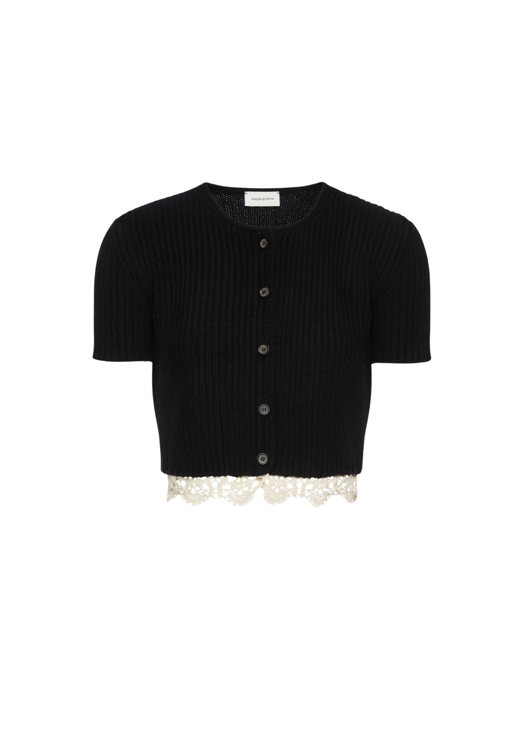 Magda-Butrym-Short-sleeve-crochet-trim-cropped-cardigan-in-black-scaled19611_nobg Magda Butrym Short-sleeve crochet-trim cropped cardigan in black