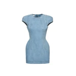 Magda Butrym Short-sleeve denim mini dress in light blue