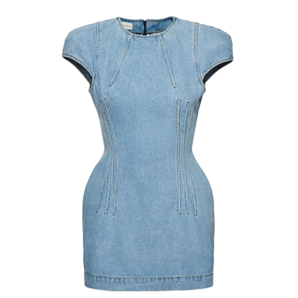 Magda Butrym Short-sleeve denim mini dress in light blue