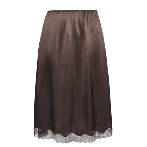 Magda Butrym Silk lace-trim slip skirt in brown