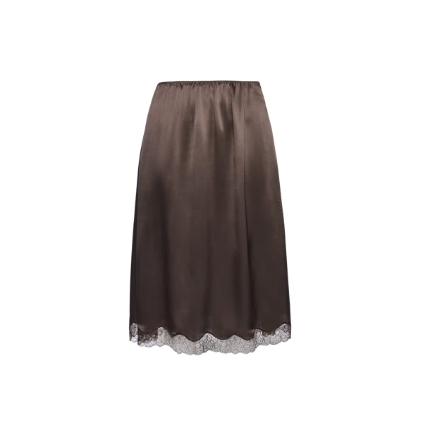 Magda Butrym Silk lace-trim slip skirt in brown
