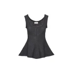 Magda Butrym Sleeveless cotton and linen peplum top in grey